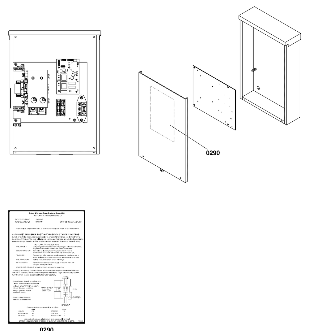Decals Group - Ats Informational Diagram and Parts List for 040624-00  Briggs and Stratton Generator